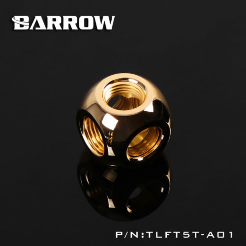 Barrow G1/4 Thread 5-Way Block Splitter Fitting – Gold