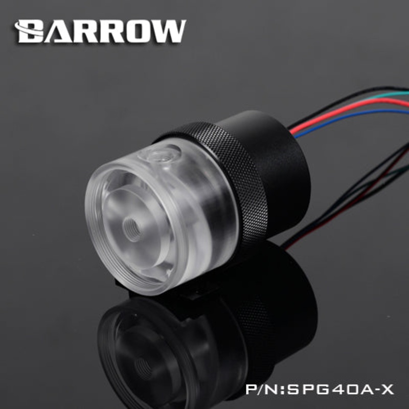 Barrow Pump for watercooling 18W PWM (Full Cover)- Plexi Pump top with Black pump Housing