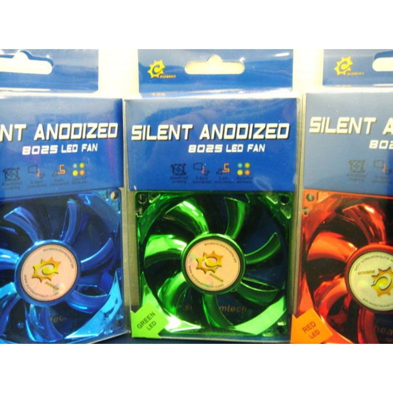 Sunbeam Silent Anodized LED 80mm Case Fan – Green