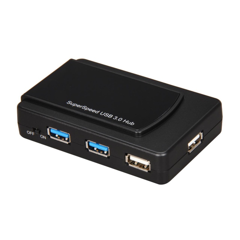 SYBA InfoZone Combo USB 3.0 + USB 2.0 7-port Hub w/ USB 3.0 Cable & AC Adapter