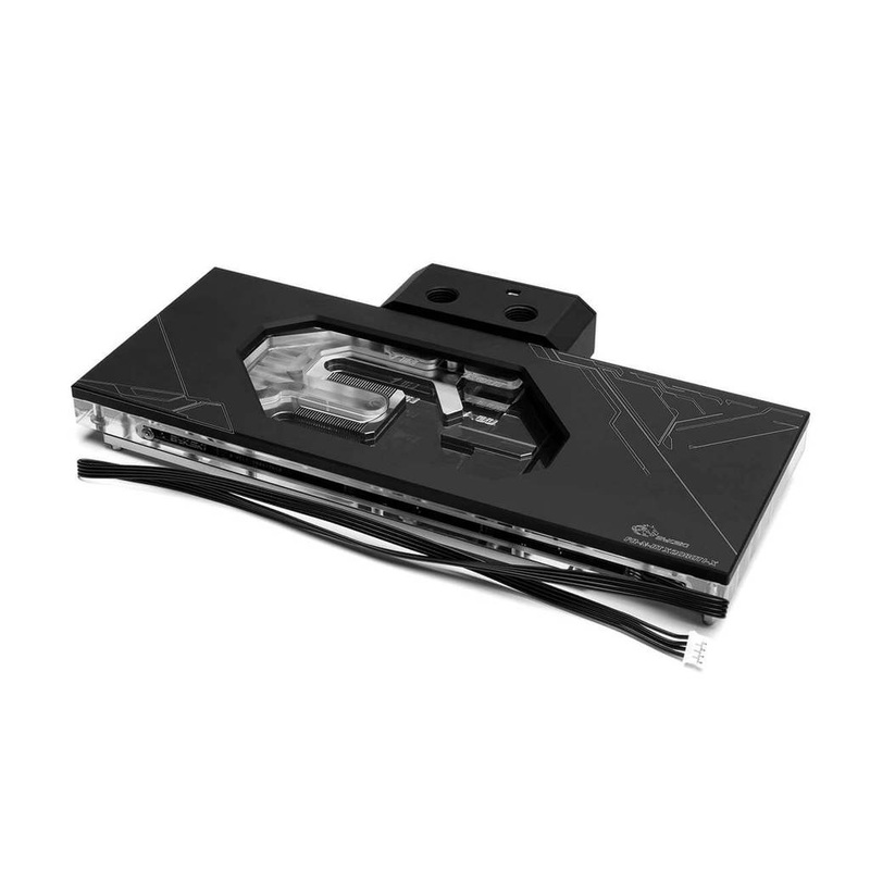 Bykski nVidia Founders RTX 2080/2080Ti Reference Full Coverage GPU Water Block w/ Backplate and Temp Monitor – Black (FR-N-RTX2080TI-X)