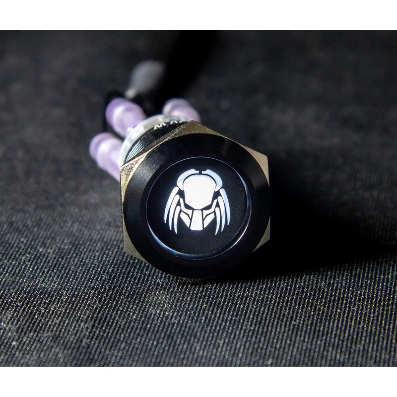 19mm latching switch with 12v Predator logo LED -White