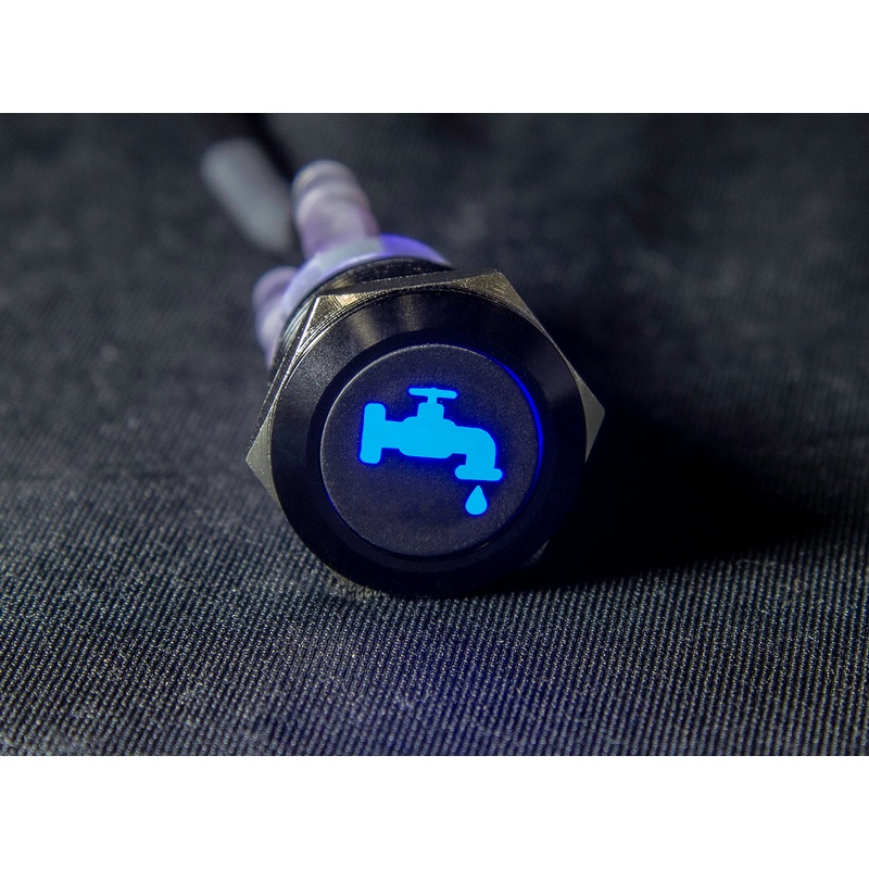 19mm latching switch with 12v Pump logo LED -Blue