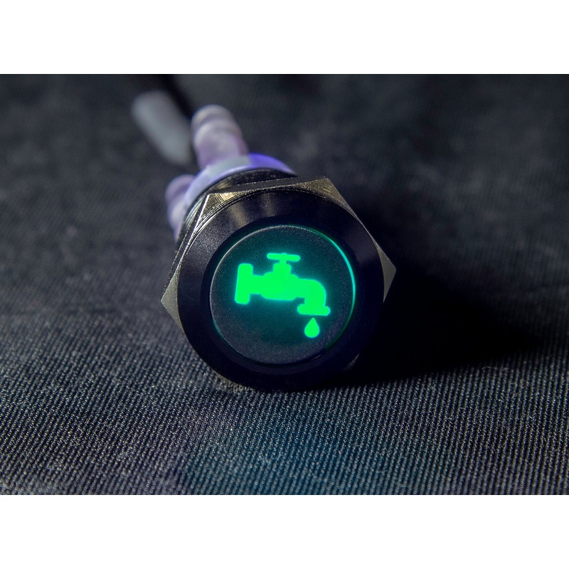 19mm latching switch with 12v Pump logo LED -Green
