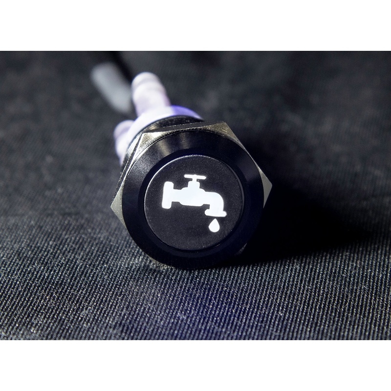 19mm latching switch with 12v Pump logo LED -White