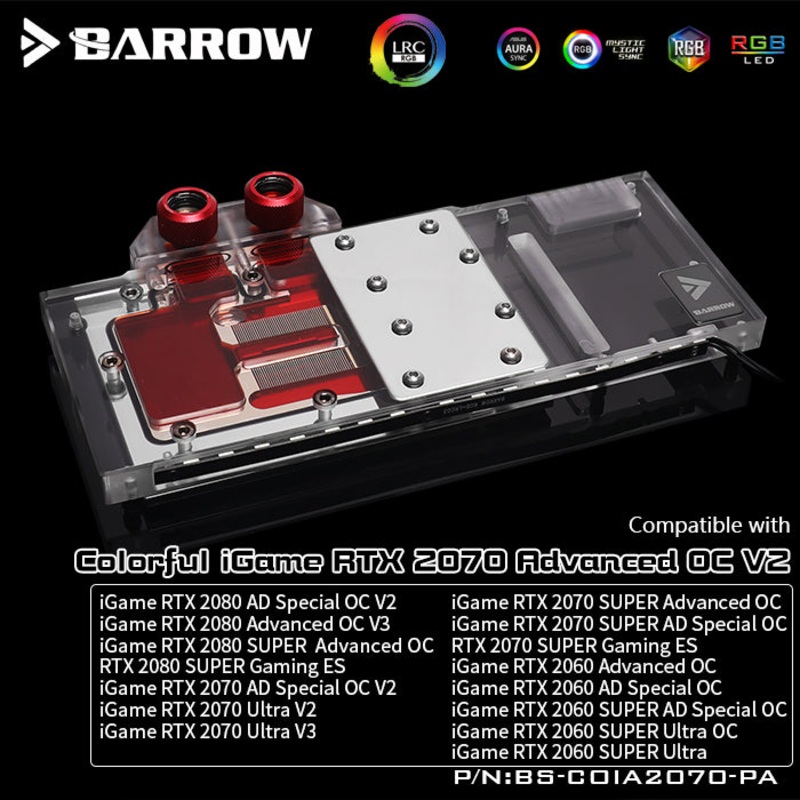 Barrow full coverage water block for COLORFUL RTX2070 Advanced OCAurora