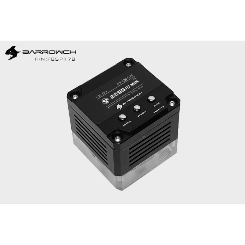 Barrowch 17W PWM Intelligent Pump, OLED Digital Display, DDC Series, Manual And PWM Speed Control Water Cooling Pump – Black