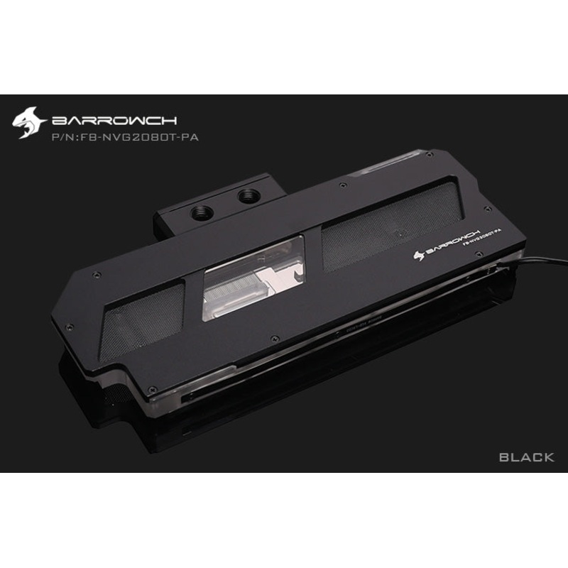 Barrowch full coverage GPU water block with Horizontal terminal connector for Founder Edition NVG2080TI Aurora – Black