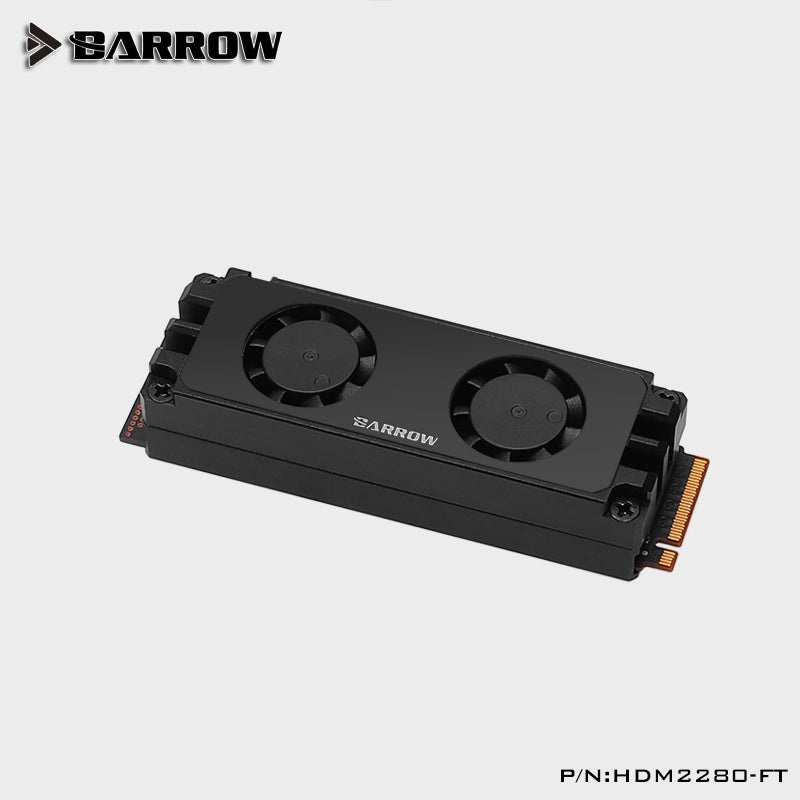 Barrow Premium 2280/22110 PCIE SATA M2 SSD Dual Fan heatsink Cooler – Matte Black