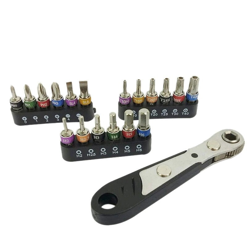 19Pc 1/4 Ratchet Wrench Screwdriver Set Small Fly Screwdriver Combination Manual Wrench Set