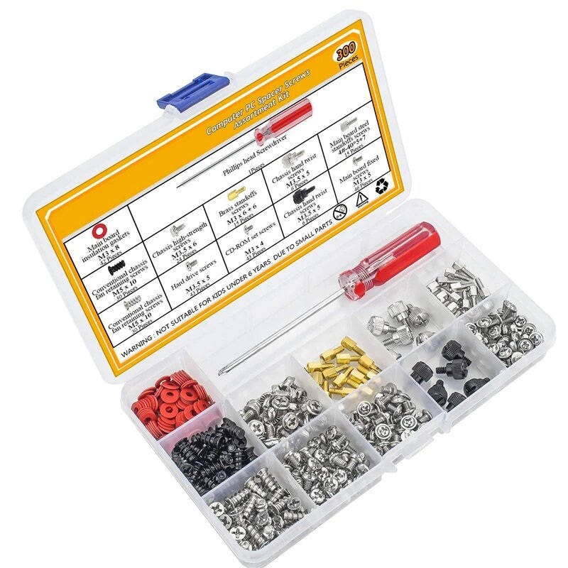 300Pcs Personal Computer Screw Standoffs Set Assortment Kit with a Screwdriver