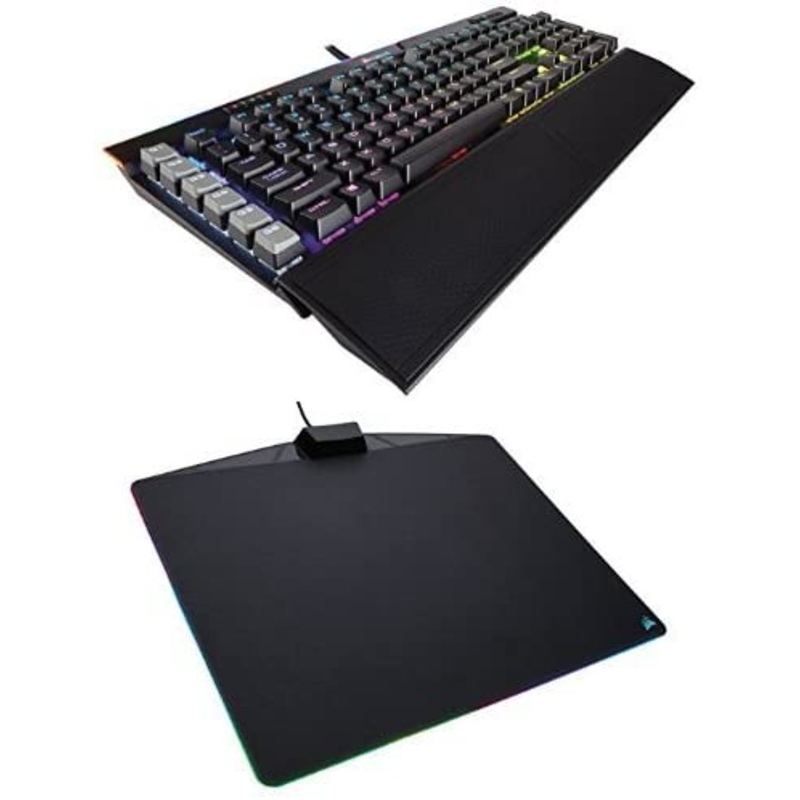 Corsair Gaming K95 RGB PLATINUM Mechanical Keyboard, Cherry MX Brown, Black (CH-9127012-NA) and Corsair Gaming MM800 RGB Polaris Mouse Pad