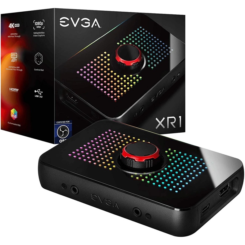 EVGA XR1 Capture Device, Certified for OBS, USB 3.0, 4K Pass Through, ARGB