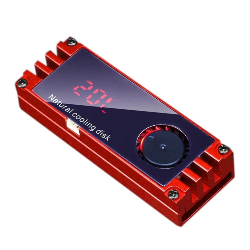 M2 SSD Heatsink with Digital Display and Cooling fan-Red