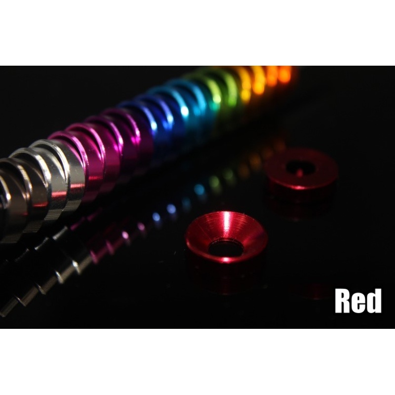 Premium Glossy Aluminum Alloy Countersunk Washer – Red
