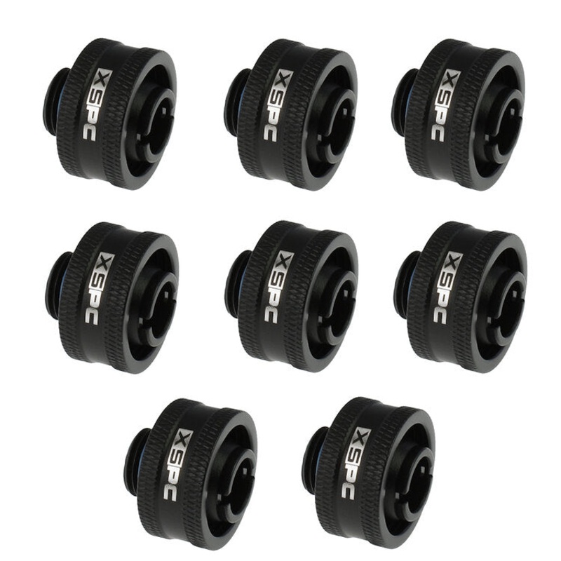 XSPC G1/4 to 1/2 ID, 3/4 OD Compression Fitting (Matt Black) V2 – 8 Pack
