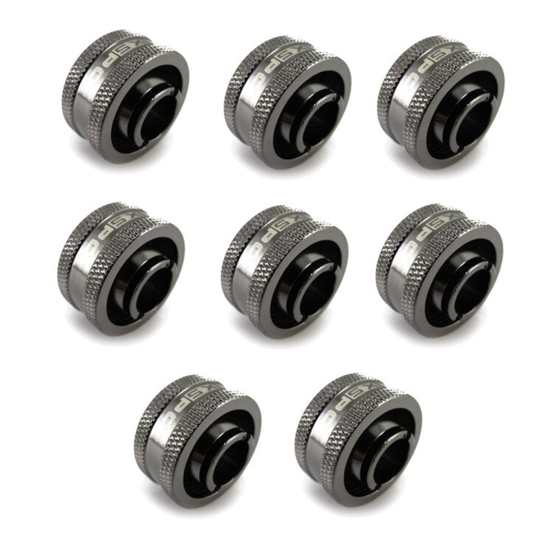 XSPC G1/4 to 1/2 ID, 3/4 OD Compression Fitting (Black Chrome) V2 – 8 Pack