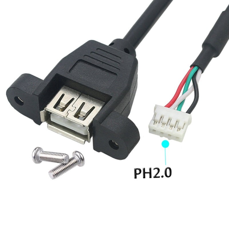 ModDIY USB 2.0 PH 4 Pin Header to Type A Extension Cable with Panel Mount