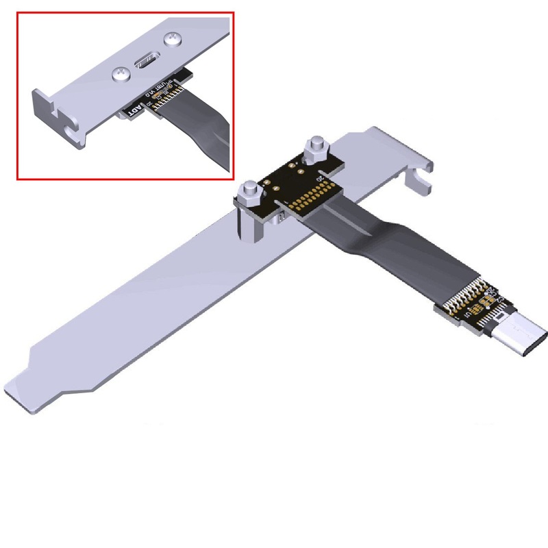 ModDIY USB 3.2 Gen 2×2 20G Type C Male to Female Data Power Panel Mount Cable