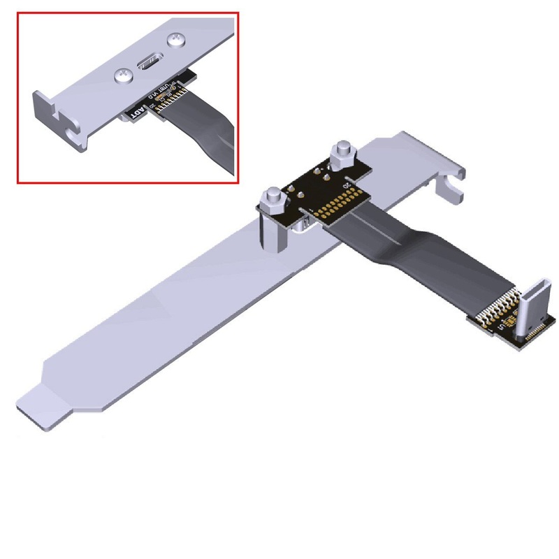 ModDIY USB 3.2 Gen 2×2 20G Type C Male to Female Panel Mount Angled Cable