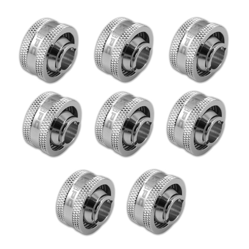 XSPC G1/4 to 1/2 ID, 3/4 OD Compression Fitting (Chrome) V2 – 8 Pack