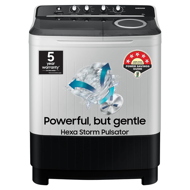 Samsung WT90C4260GG 9.0 Kg, 5 Star, Semi-Automatic Top Load Washing Machine ( Air Turbo Drying, Light Gray)
