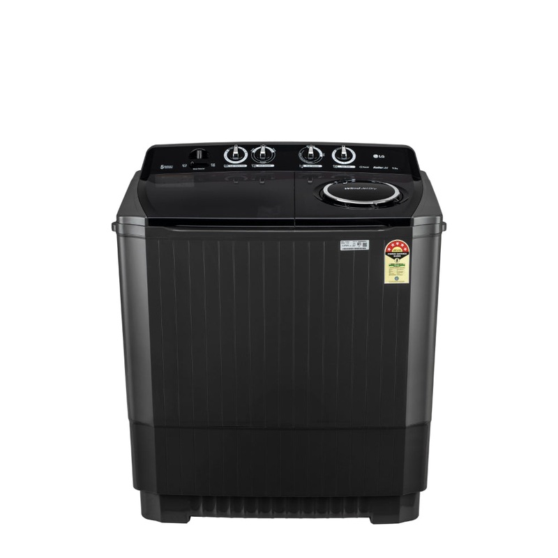 LG P115ASLAZ 11.5 kg Semi Automatic Top Load Washing Machine, Roller Jet Pulsator + Soak, Black