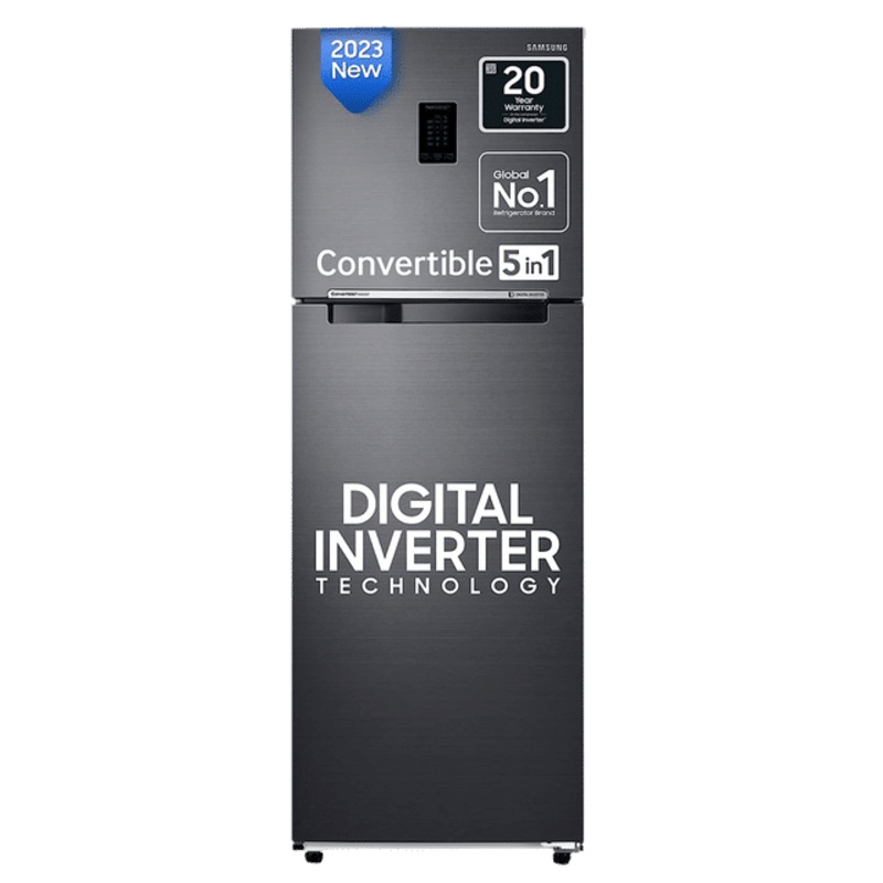 Samsung RT37C4522B1/HL 322L 2 Star Inverter Frost-Free Convertible 5 In 1 Double Door Refrigerator Appliance (Black Doi )