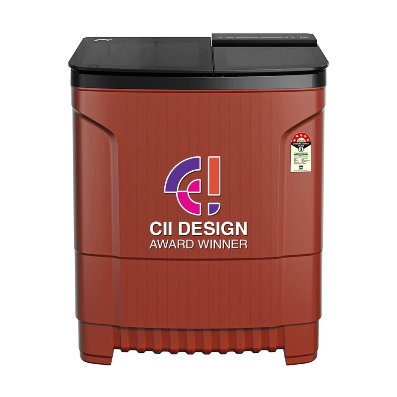 Godrej WSEDGE ULT 80 5.0 DB2M CSRD 8 Kg 5 Star With 460 PowerMax Wash Motor Boderless Design ( Crystal Red, With Toughened Glass Lid)