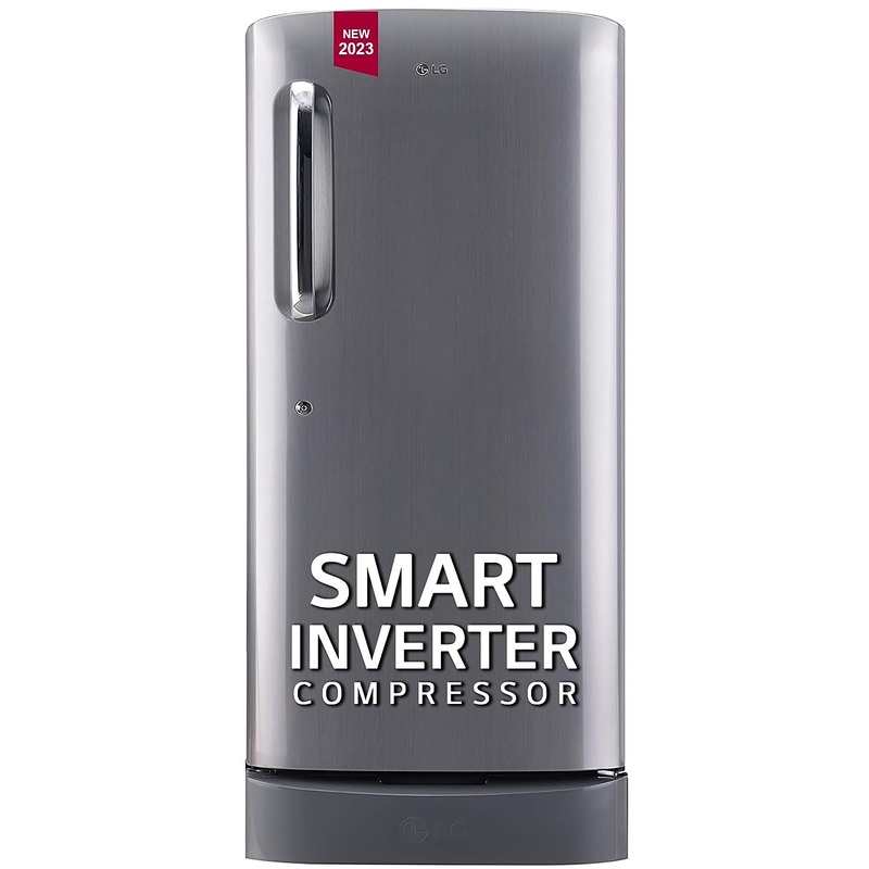 LG GL-D201APZU 185 L 5 Star Inverter Direct-Cool Single Door Refrigerator ( Shiny Steel, Base stand with drawer)