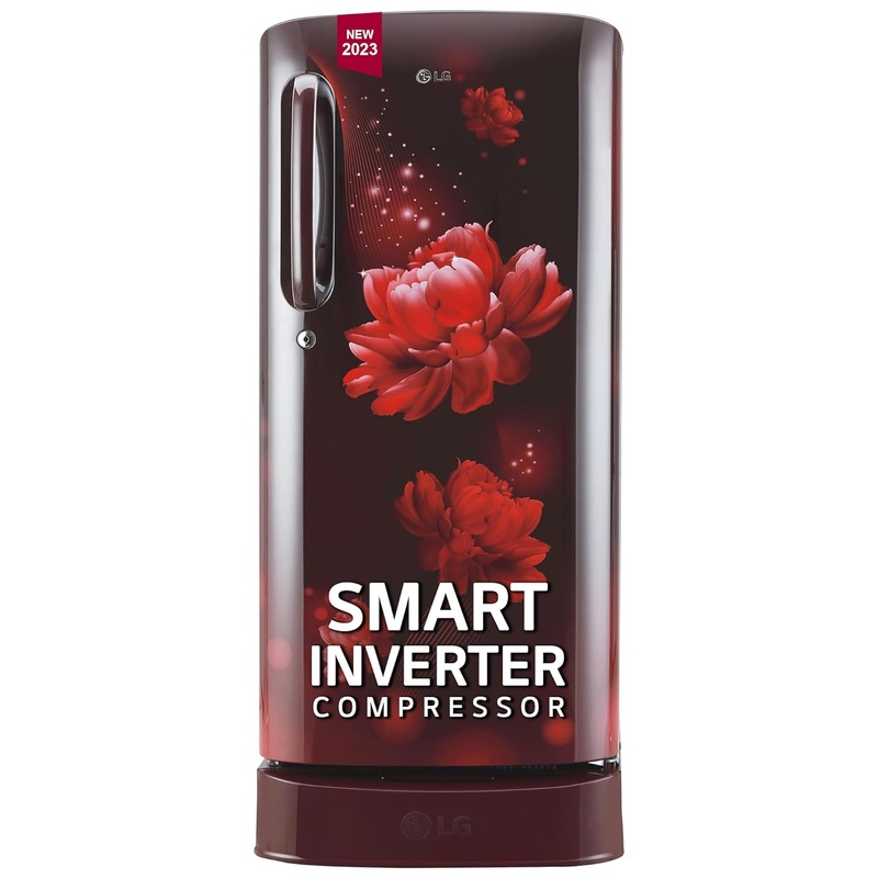 LG GL-D201ASCU 185 L 5 Star Inverter Direct-Cool Single Door Refrigerator ( Scarlet Charm, Base stand with drawer)