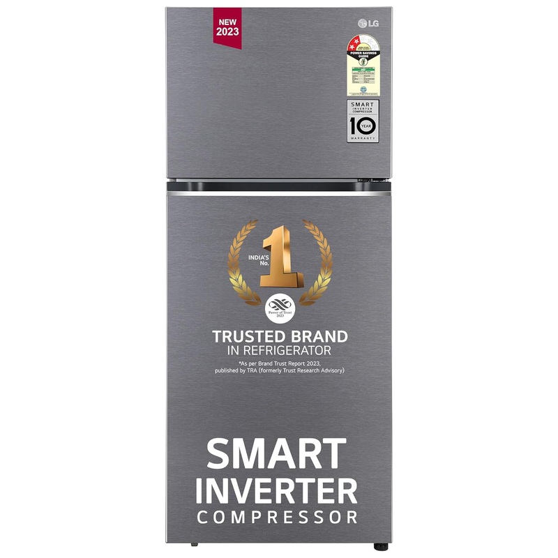LG GL-N412SDSY 380 Litre 2 Star Frost-Free Smart Inverter Double Door Refrigerator (  Dazzle Steel, Express Freeze)