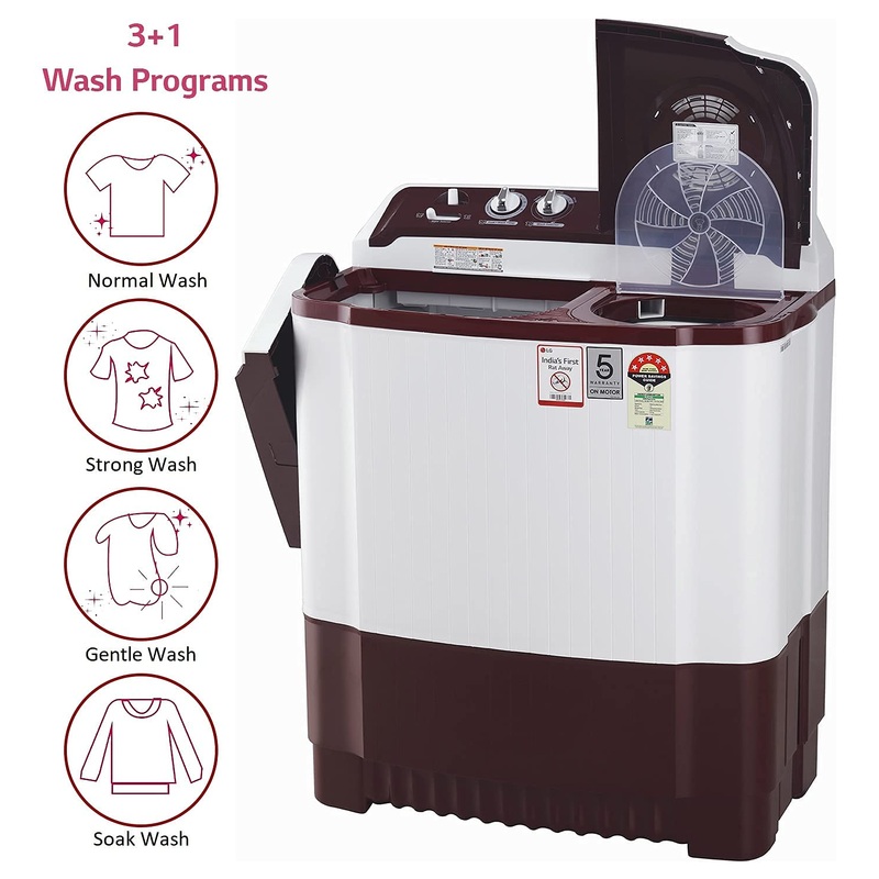 LG P8035SRAZ 8 kg Semi Automatic Top Load Washing Machine, White