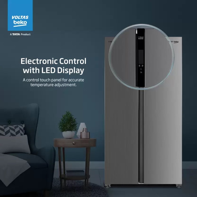 Voltas Beko RSB585XPE 563L Side by Side Refrigerator (Inox Look)