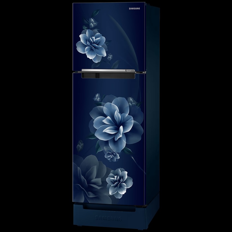 Samsung 236L 2 Star Inverter Frost-Free Double Door Refrigerator RT28C3122CU/HL,Camellia Blue, Base Stand Drawer