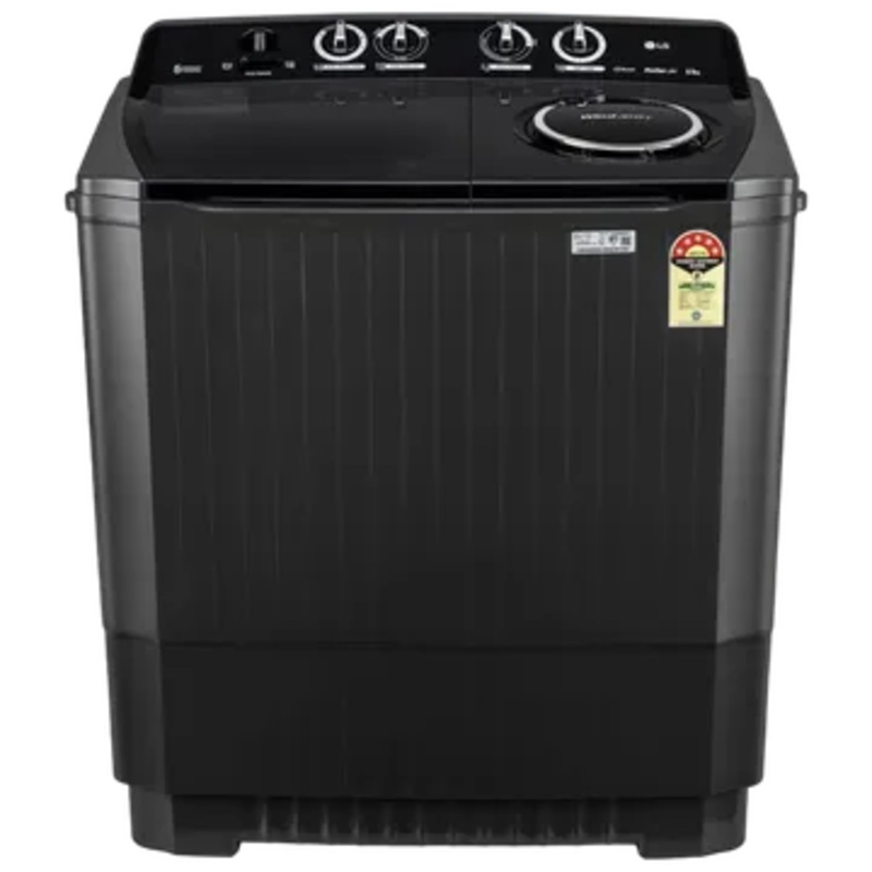 LG P8535SLMZ 8.5Kg Semi Automatic Top Load Washing Machine, Roller Jet Pulsator + Soak, Full Black