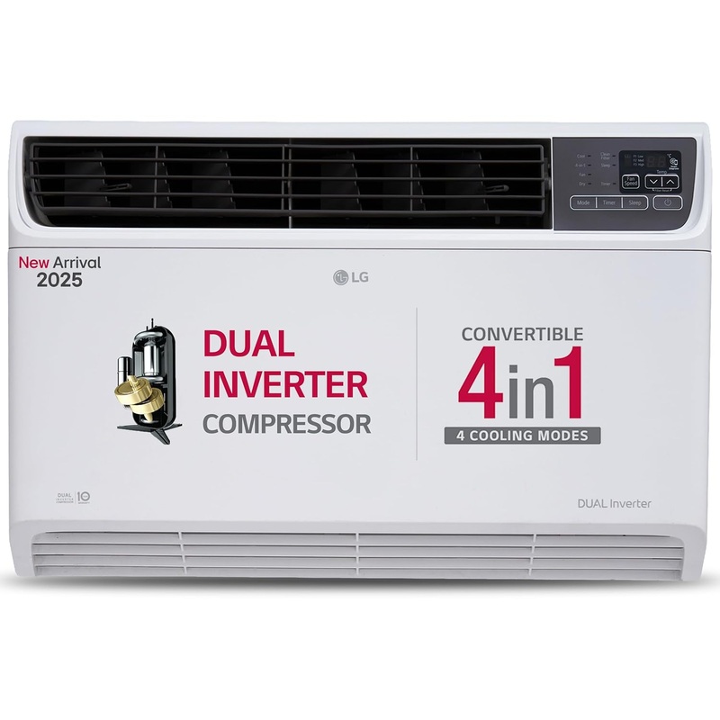 LG UW-Q18WUXA 1.5 Ton 3 Star DUAL Inverter Window AC (Copper, Convertible 4-in-1 cooling, 4 Way Air Swing, HD Filter, White)