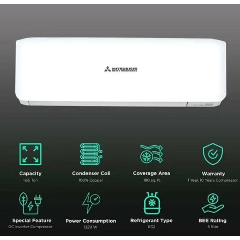 Mitsubishi SRK24CW-S6 TON : 1.95 Heavy Split Fix Speed Copper 2 Star AC